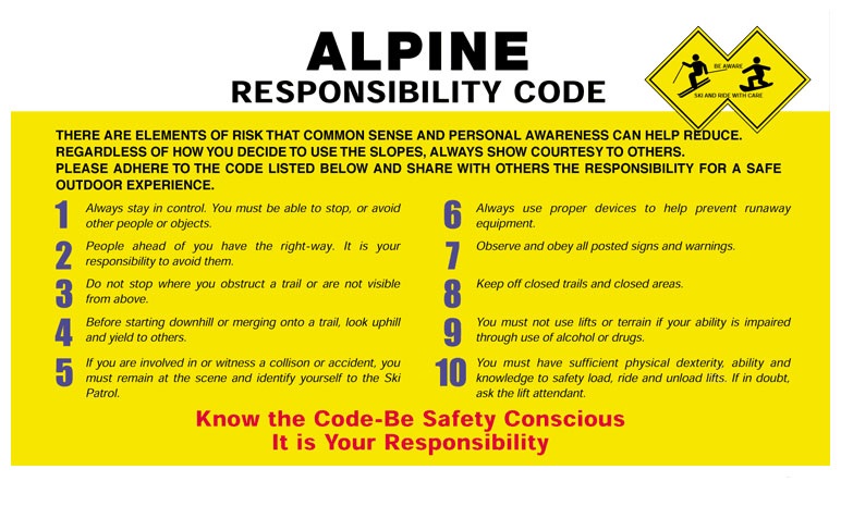 ALPINE RESPONSIBIRITY CODE